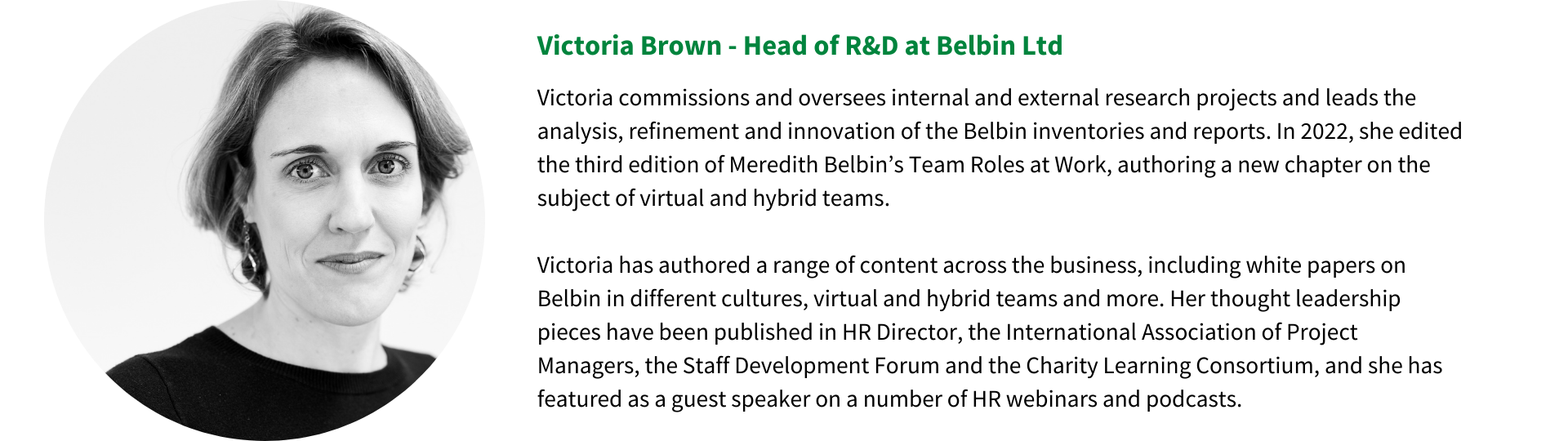 Victoria Brown Head of R&D at Belbin Ltd